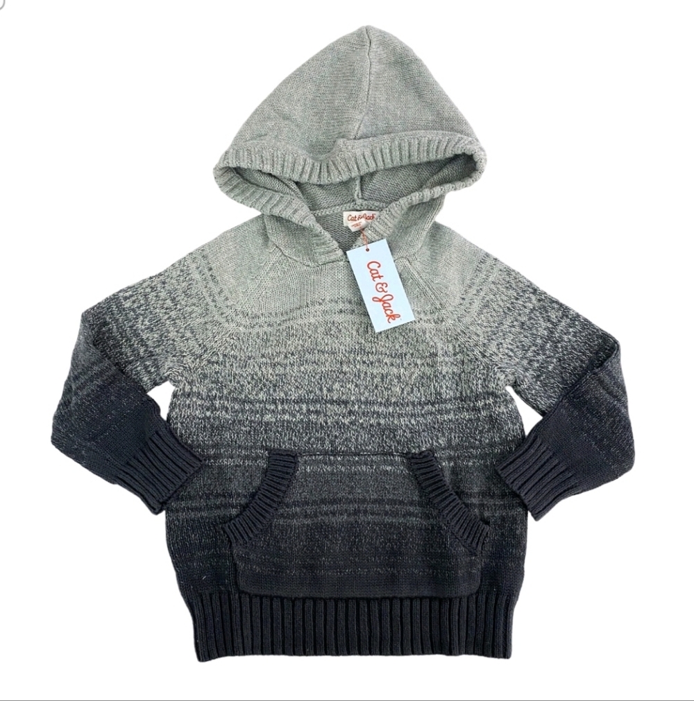 Boys' Adaptive Knit Hoodie Pullover Sweater - Cat & Jack Gray L(12/14)